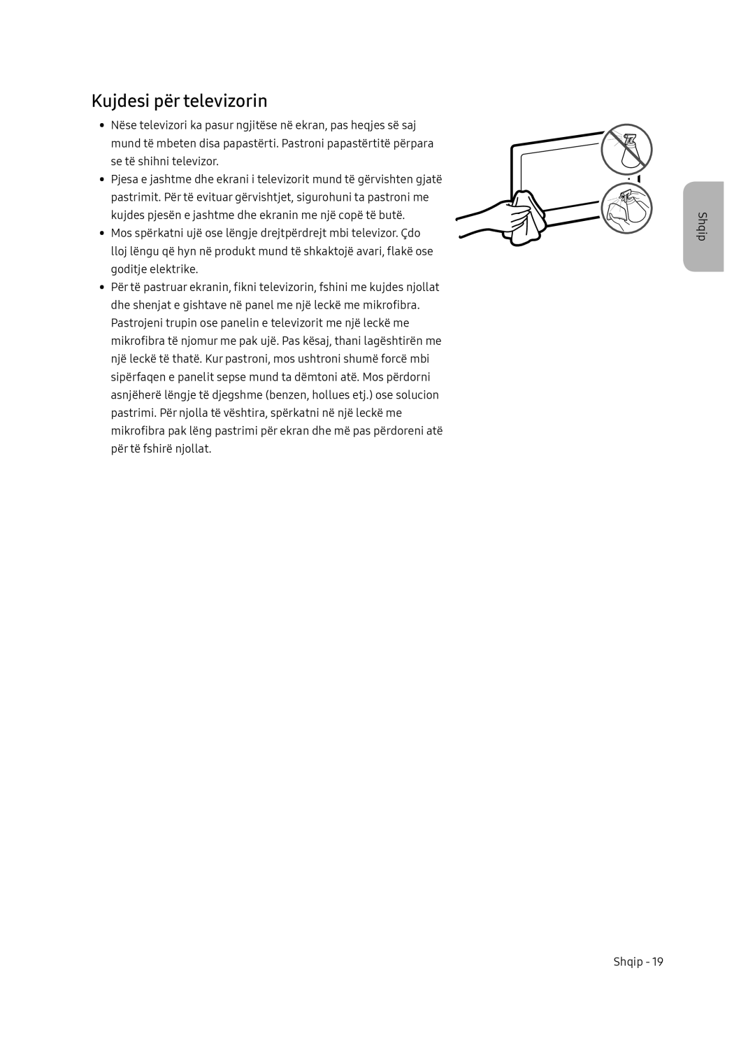 Samsung QE65Q7FNATXXH, QE75Q7FNATXXH, QE55Q7FNATXXH manual Kujdesi për televizorin 