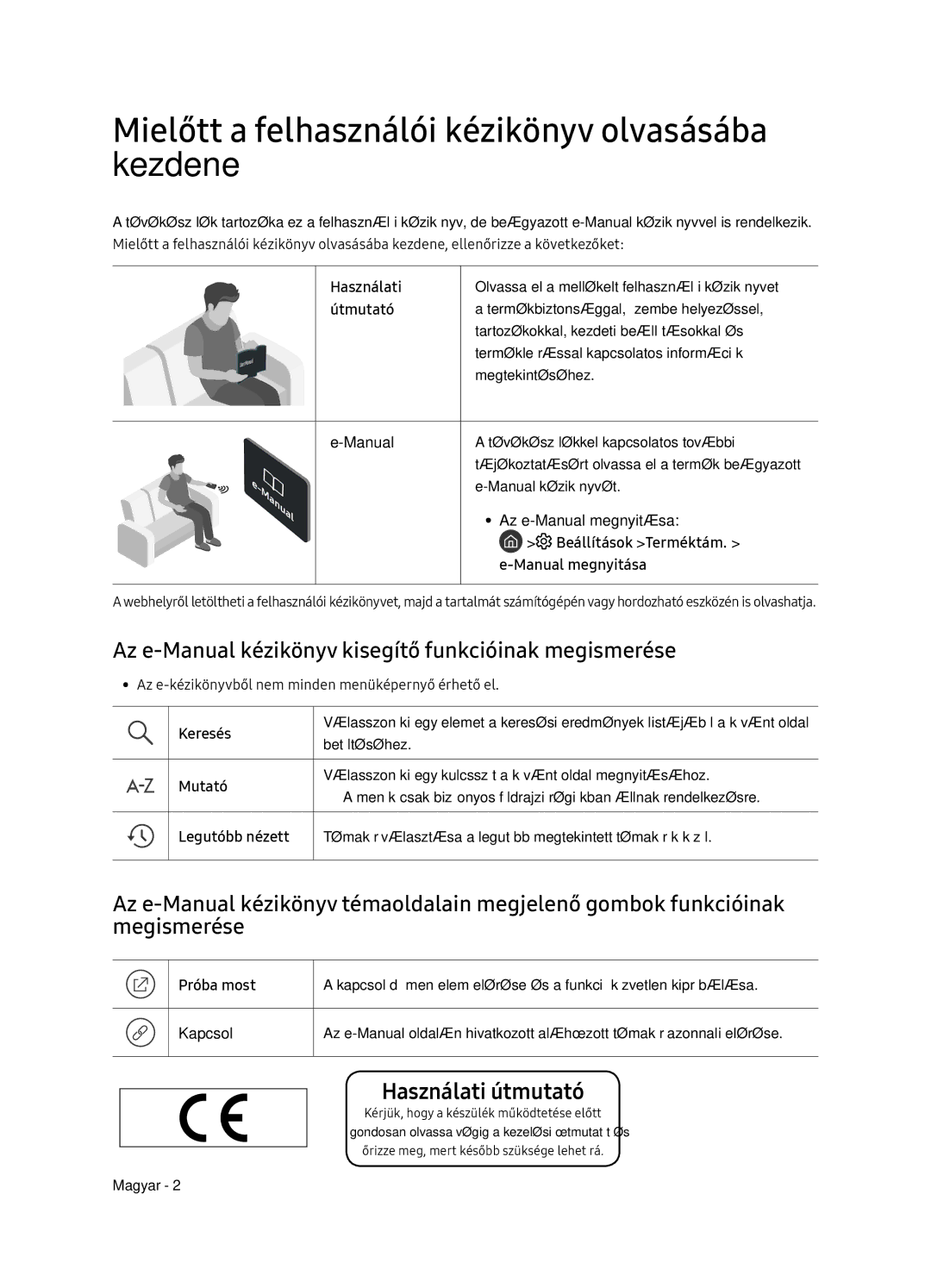 Samsung QE75Q7FNATXXH, QE55Q7FNATXXH manual Mielőtt a felhasználói kézikönyv olvasásába kezdene, Használati útmutató 