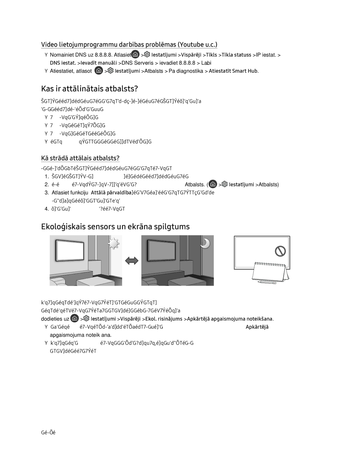 Samsung QE55Q7FNATXXH, QE75Q7FNATXXH, QE65Q7FNATXXH Kas ir attālinātais atbalsts?, Ekoloģiskais sensors un ekrāna spilgtums 