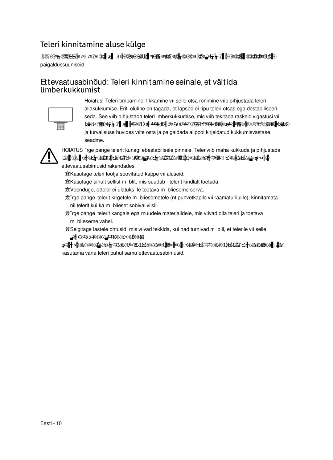 Samsung QE55Q7FNATXXH, QE75Q7FNATXXH, QE65Q7FNATXXH manual Teleri kinnitamine aluse külge 