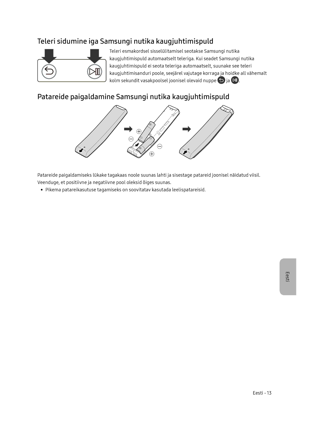 Samsung QE55Q7FNATXXH, QE75Q7FNATXXH, QE65Q7FNATXXH manual Teleri sidumine iga Samsungi nutika kaugjuhtimispuld 