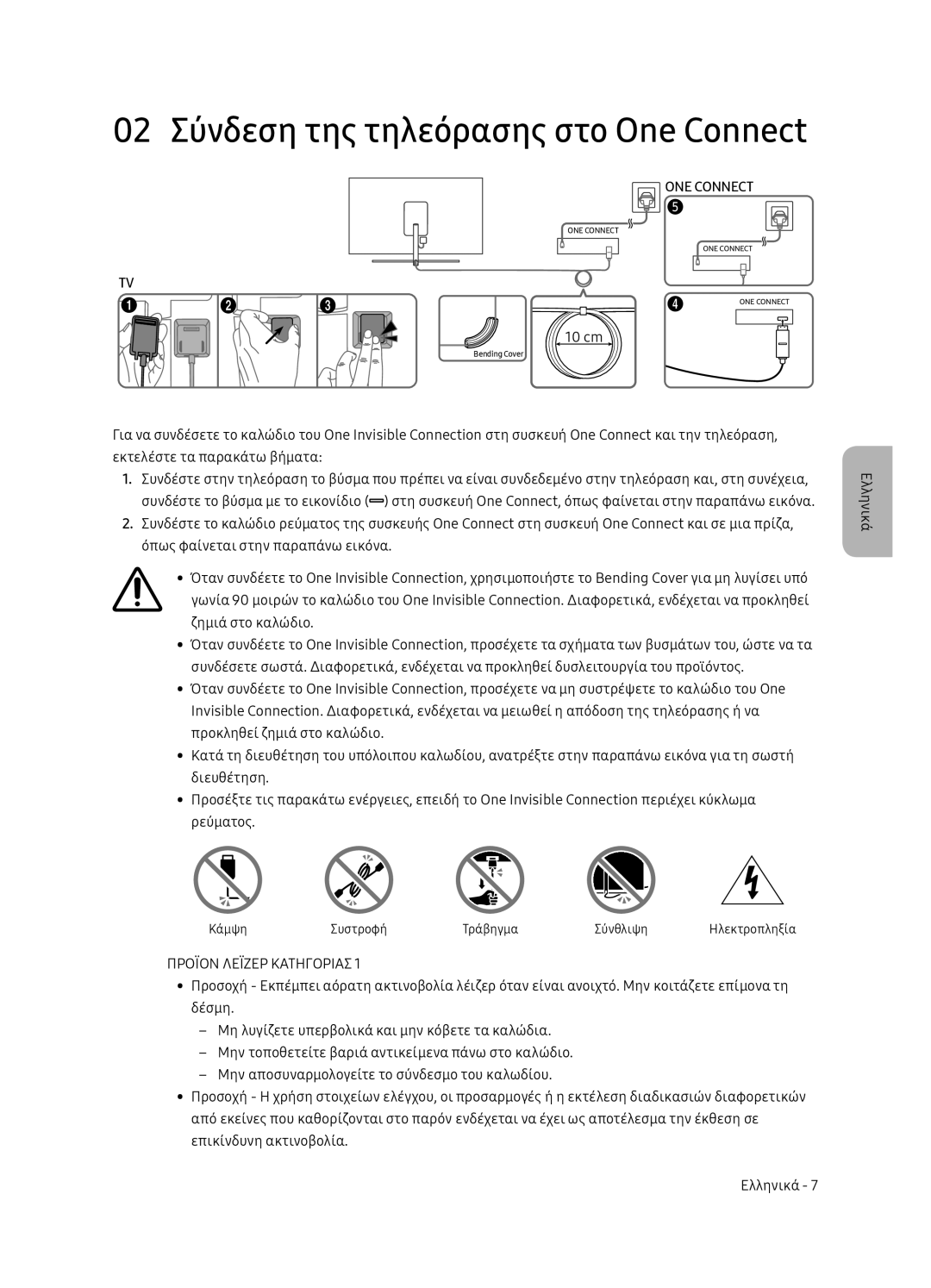 Samsung QE55Q7FNATXXH, QE75Q7FNATXXH, QE65Q7FNATXXH manual 02 Σύνδεση της τηλεόρασης στο One Connect 