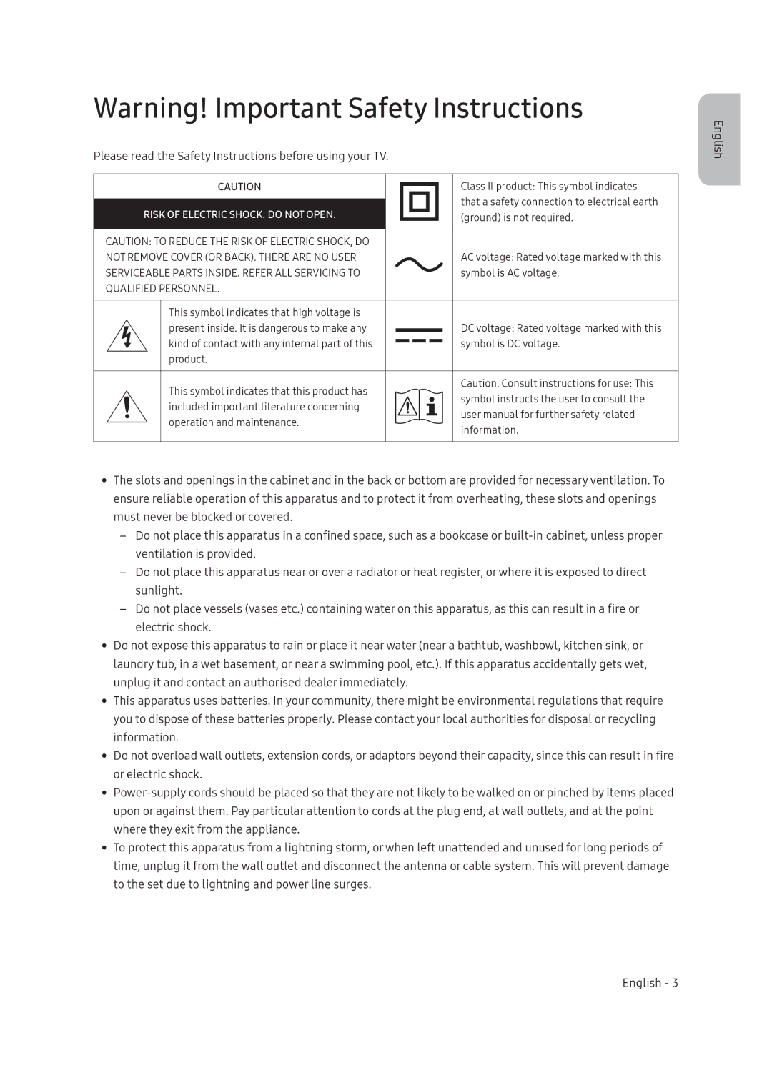 Samsung QE75Q7FNATXXH, QE55Q7FNATXXH, QE65Q7FNATXXH manual Please read the Safety Instructions before using your TV 