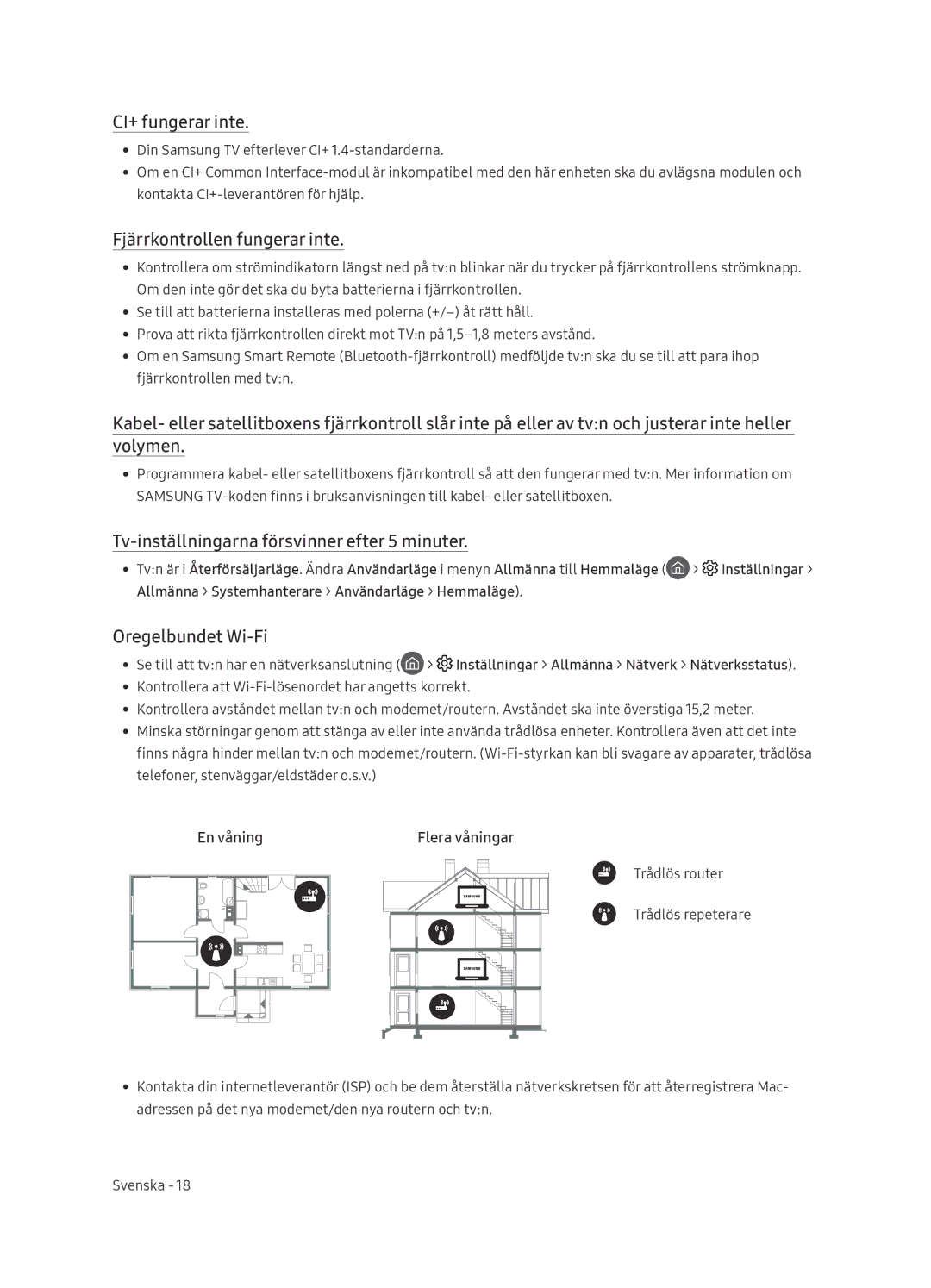 Samsung QE65Q9FNATXXC CI+ fungerar inte, Fjärrkontrollen fungerar inte, Tv-inställningarna försvinner efter 5 minuter 