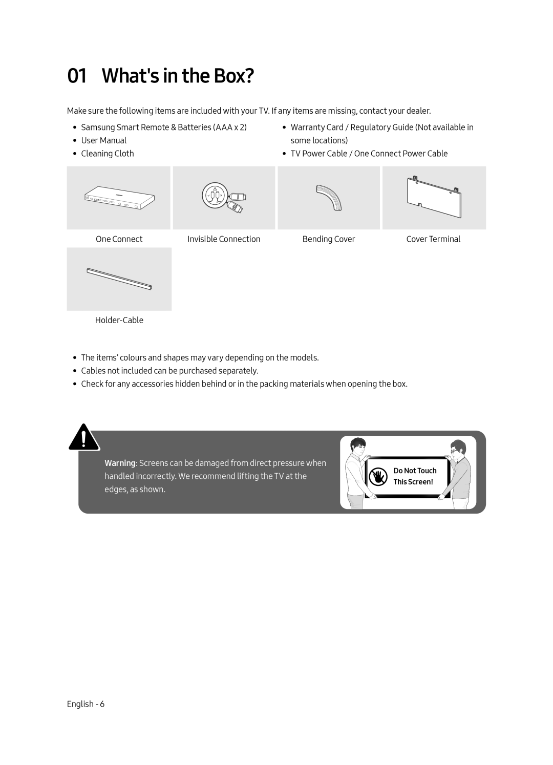 Samsung QE88Q9FAMTXSQ, QE65Q9FAMTXSQ manual Whats in the Box? 