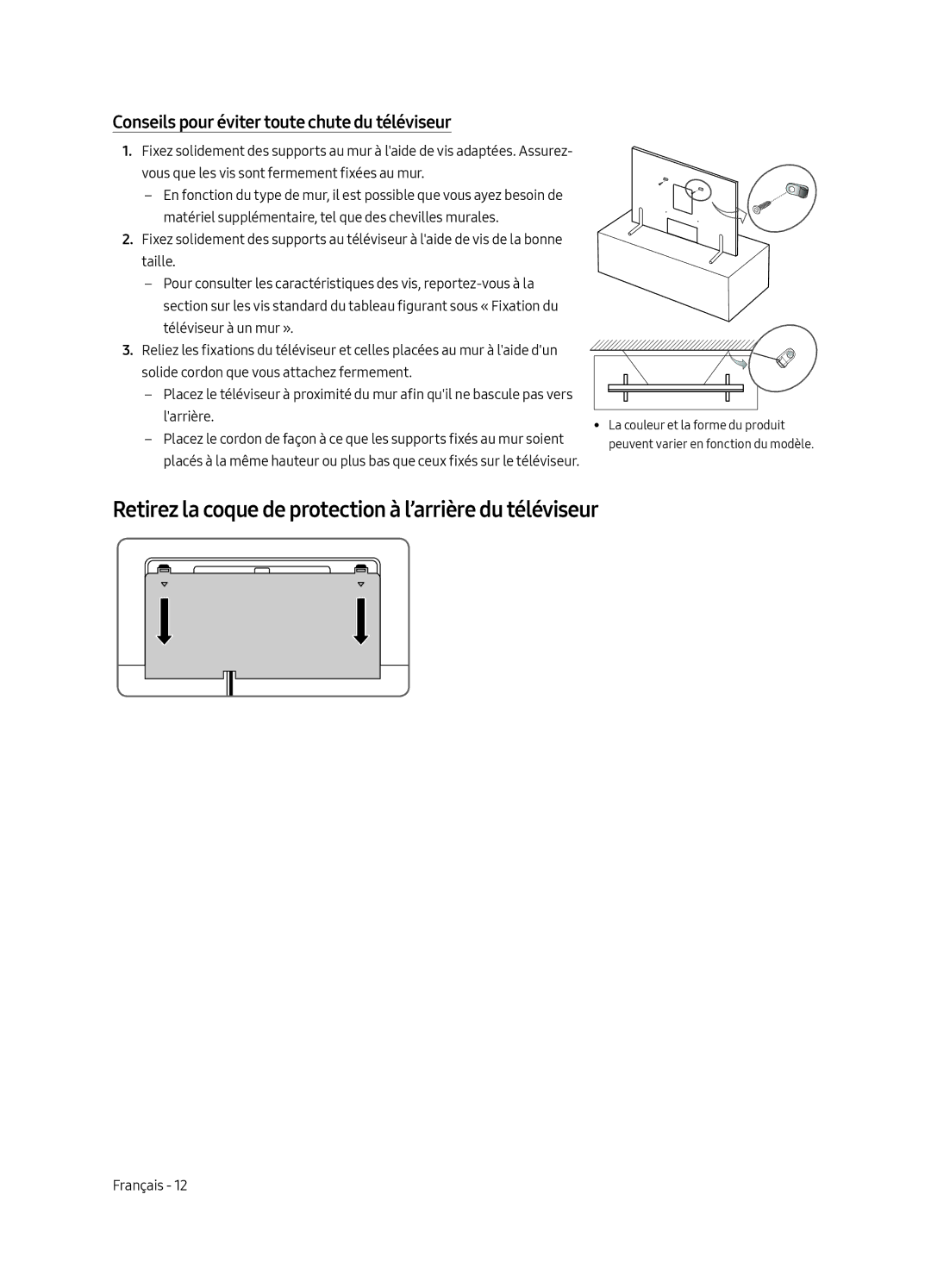 Samsung QE65Q9FGMTXZG, QE88Q9FGMTXZG, QE65Q9FAMTXXH, QE65Q9FAMTXZG Retirez la coque de protection à l’arrière du téléviseur 