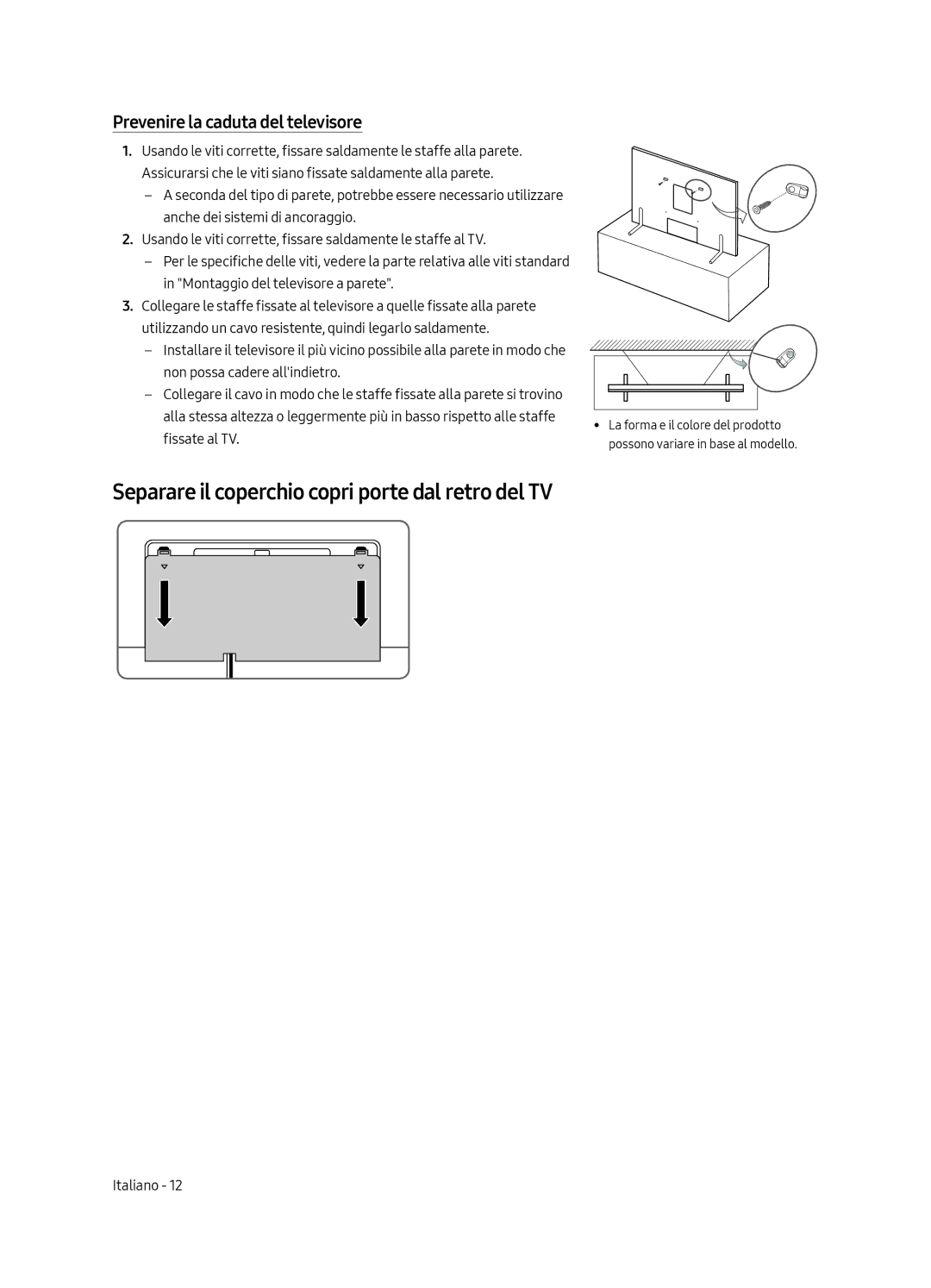 Samsung QE65Q9FAMTXZG, QE88Q9FGMTXZG, QE65Q9FGMTXZG, QE65Q9FAMTXXH, QE88Q9FAMTXXH manual Prevenire la caduta del televisore 