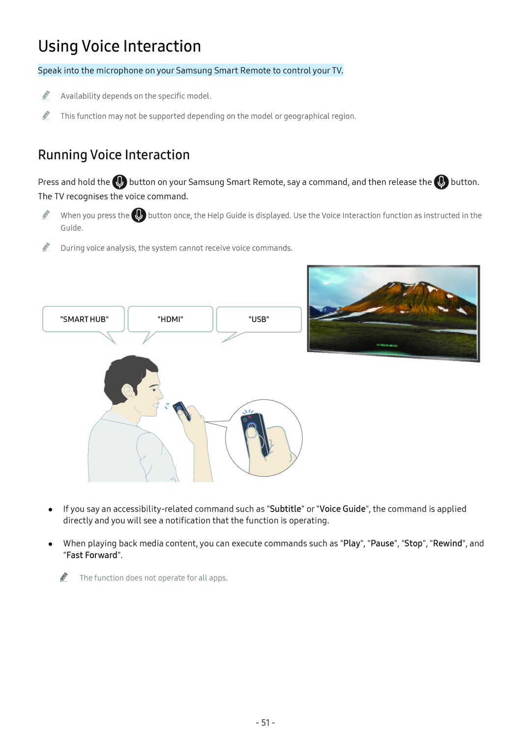 Samsung UE58MU6199UXZG, QE88Q9FGMTXZG, UE65MU9009TXZG, UE55MU7009TXZG, UE49MU8009TXZG, UE49MU7009TXZG Using Voice Interaction 