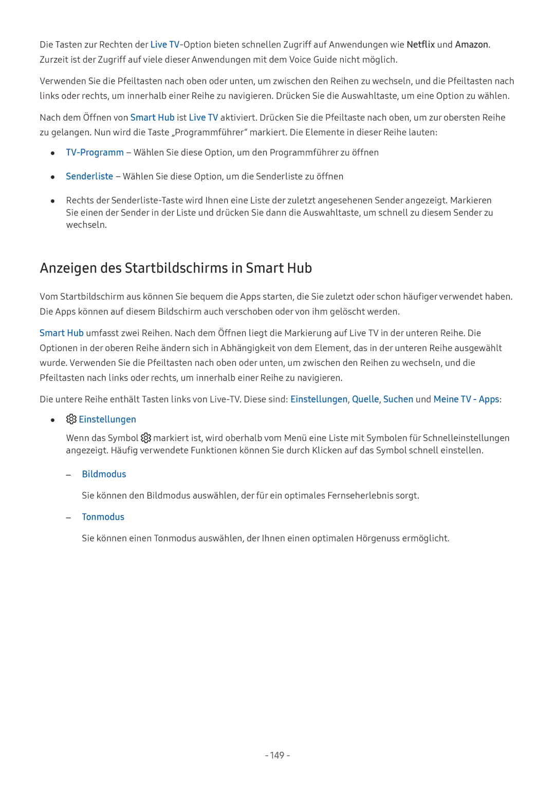 Samsung UE49MU6652UXXH, QE88Q9FGMTXZG, UE65MU9009TXZG manual Anzeigen des Startbildschirms in Smart Hub, Einstellungen 