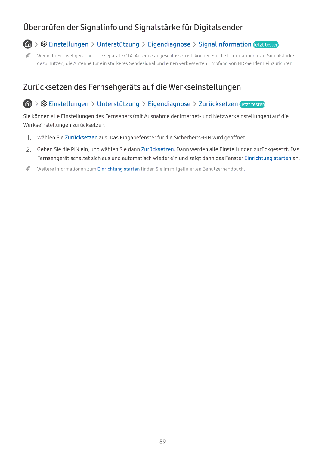 Samsung UE43MU6170UXZG, QE88Q9FGMTXZG, UE65MU9009TXZG manual Überprüfen der Signalinfo und Signalstärke für Digitalsender 