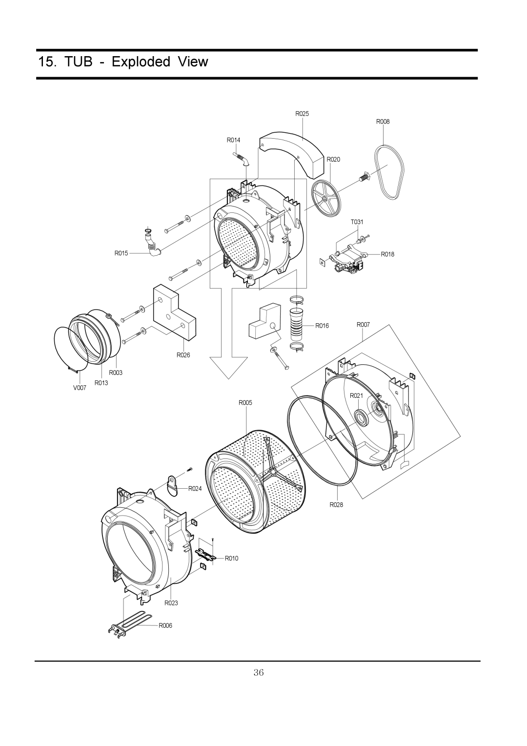 Samsung R1031GWS YLR, r1031gws specifications TUB Exploded View 