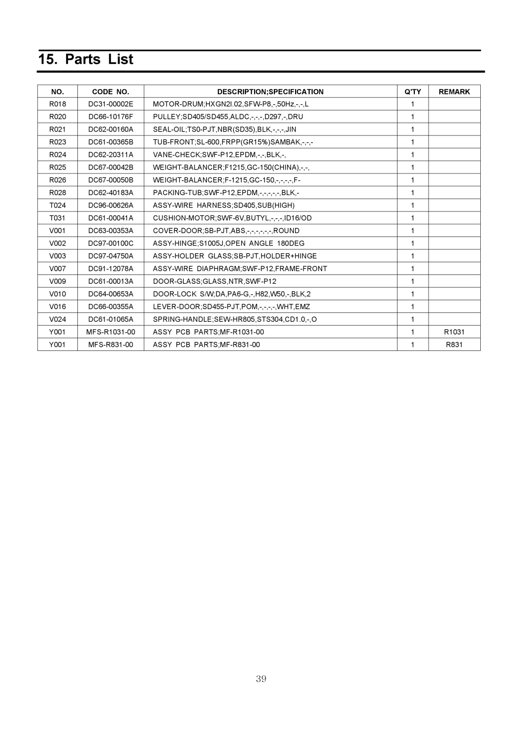 Samsung r1031gws, R1031GWS YLR specifications SEAL-OILTS0-PJT,NBRSD35,BLK,-,-,-,JIN 