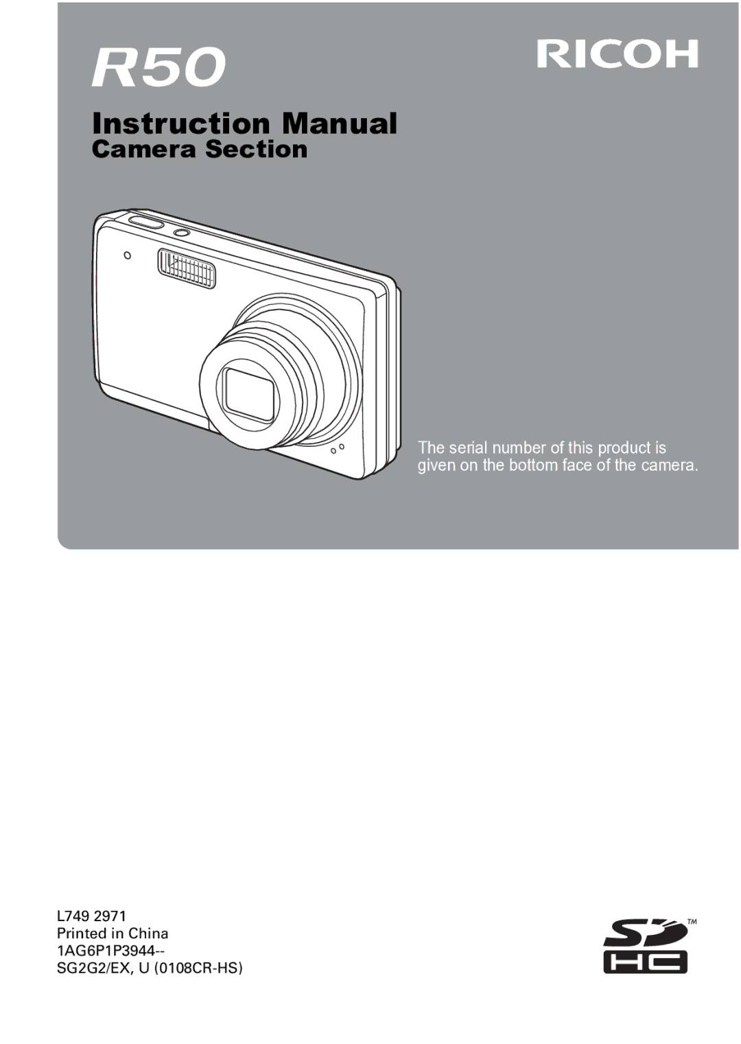 Samsung R50 instruction manual Camera Section 