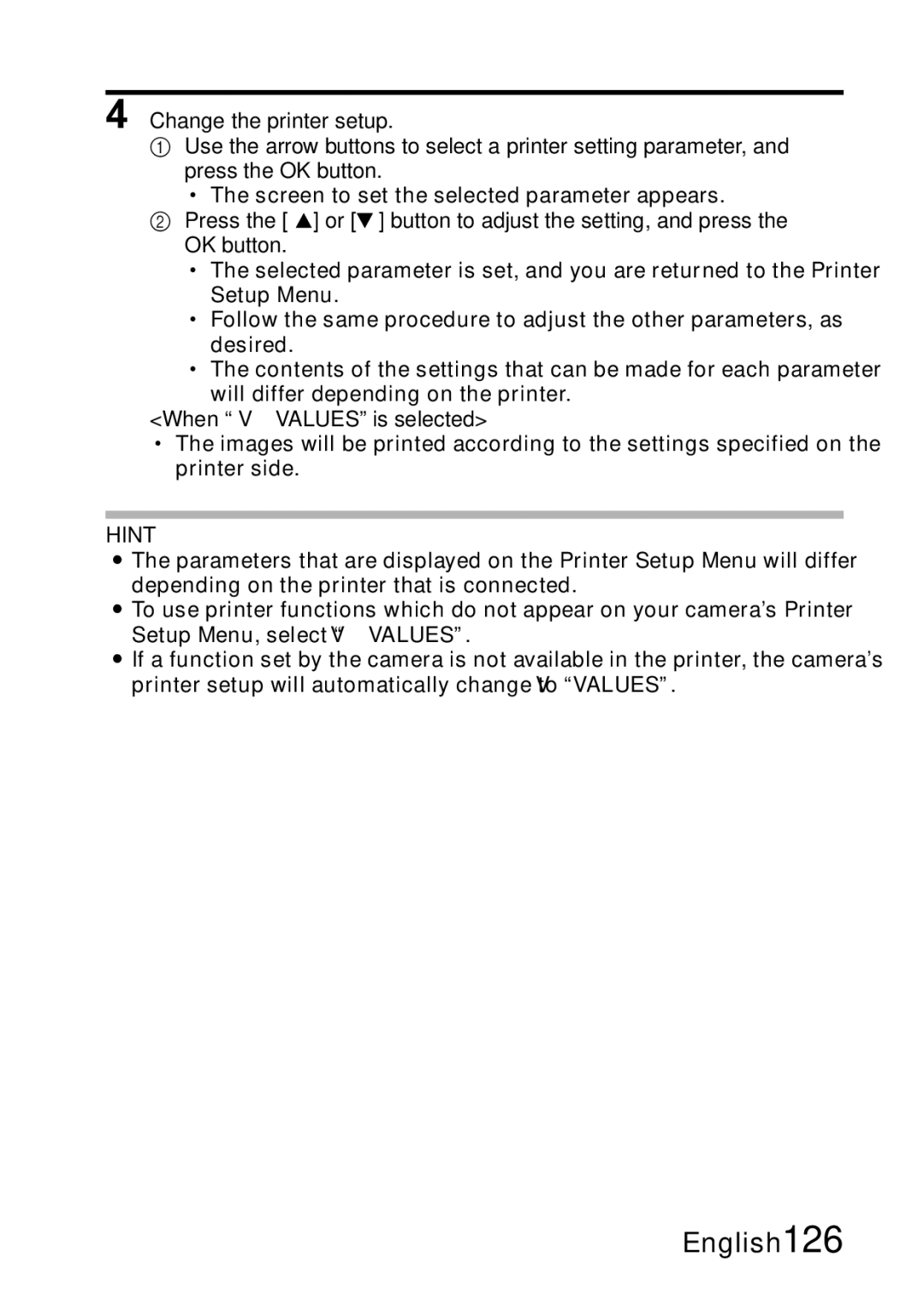 Samsung R50 instruction manual When Vvalues is selected 