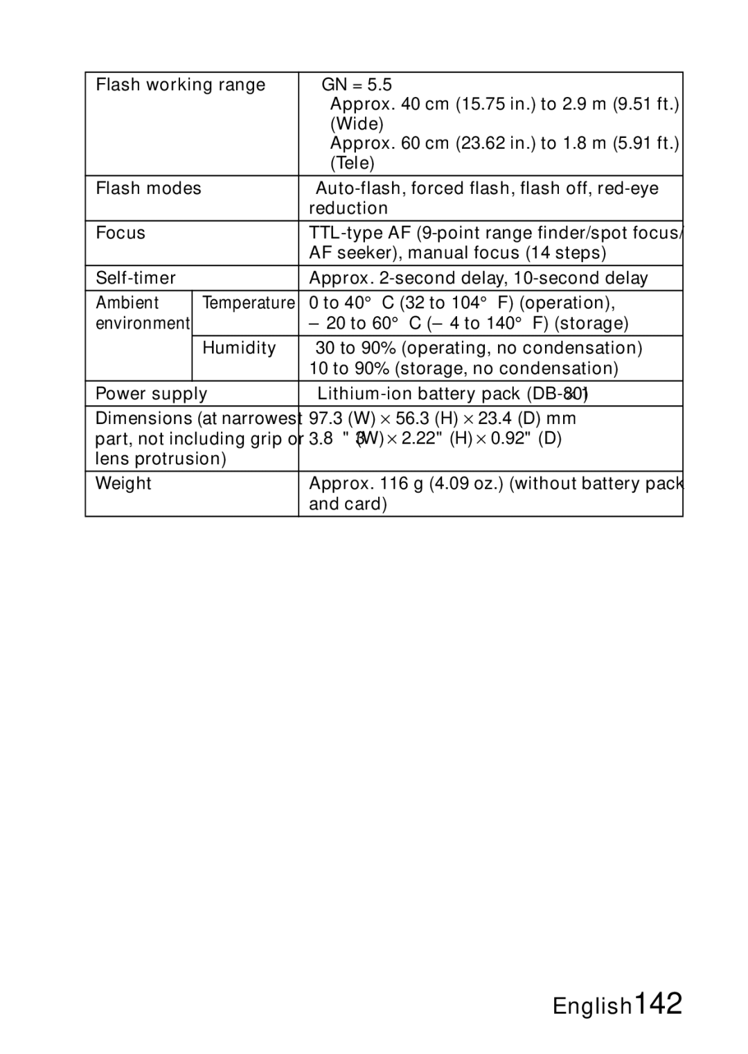 Samsung R50 instruction manual 20 to 60C -4 to 140F storage 