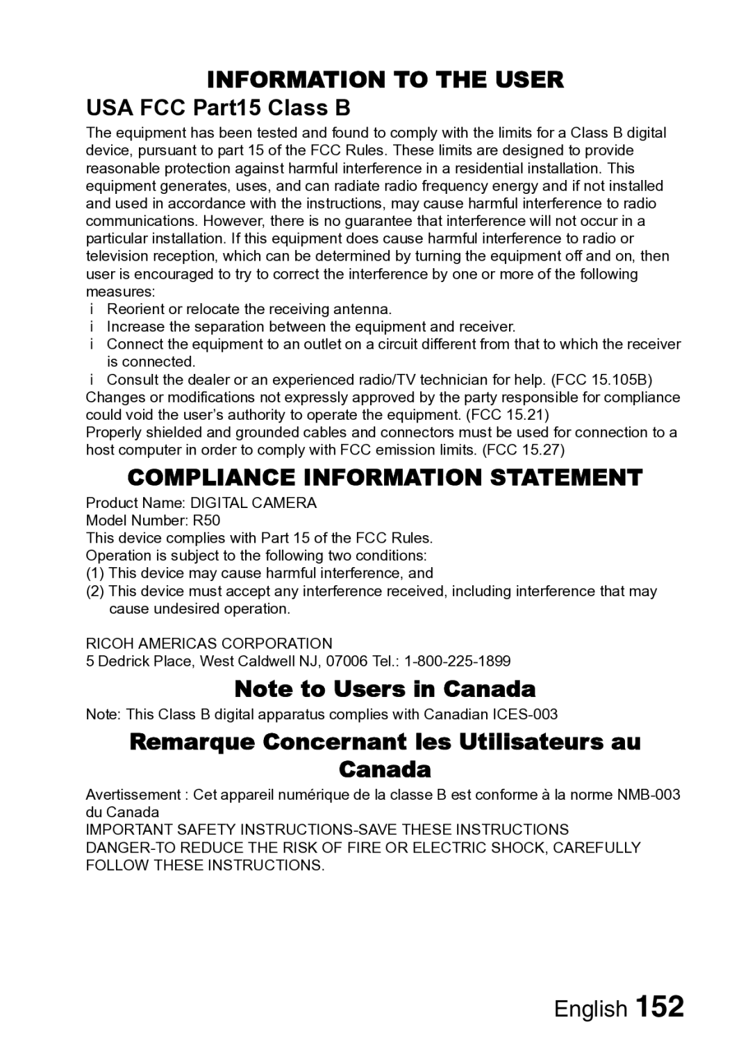 Samsung R50 instruction manual Information to the User 