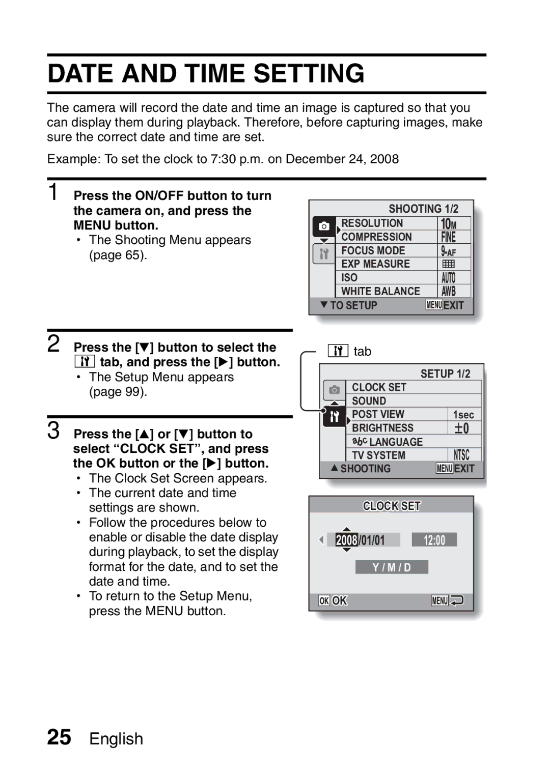 Samsung R50 instruction manual Date and Time Setting, Tab 