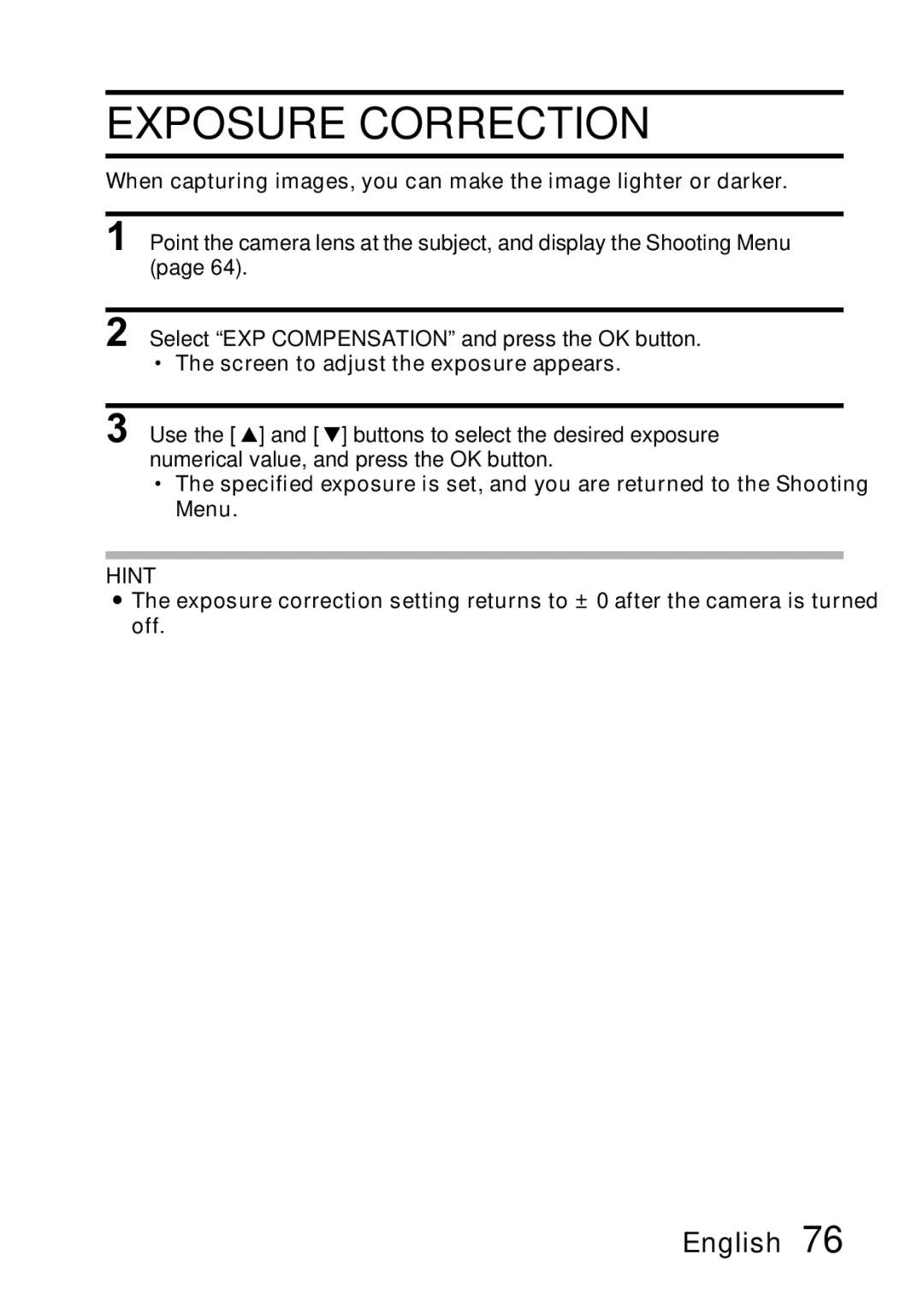 Samsung R50 instruction manual Exposure Correction 