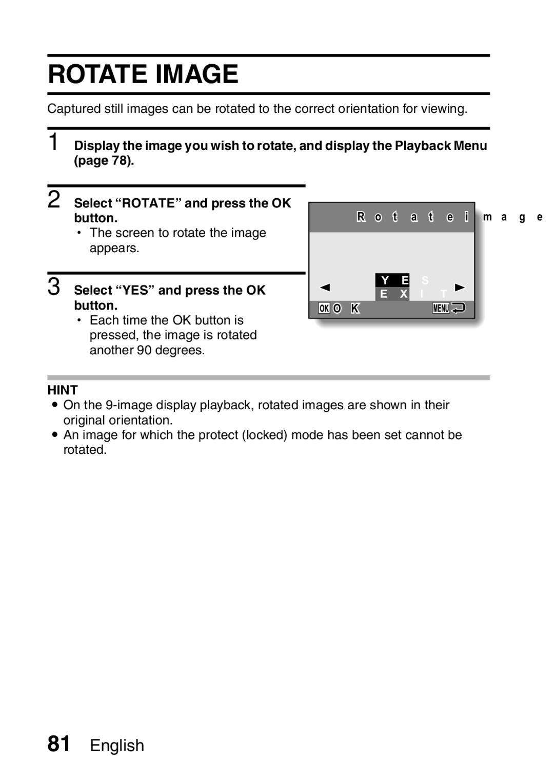 Samsung R50 instruction manual Rotate Image 