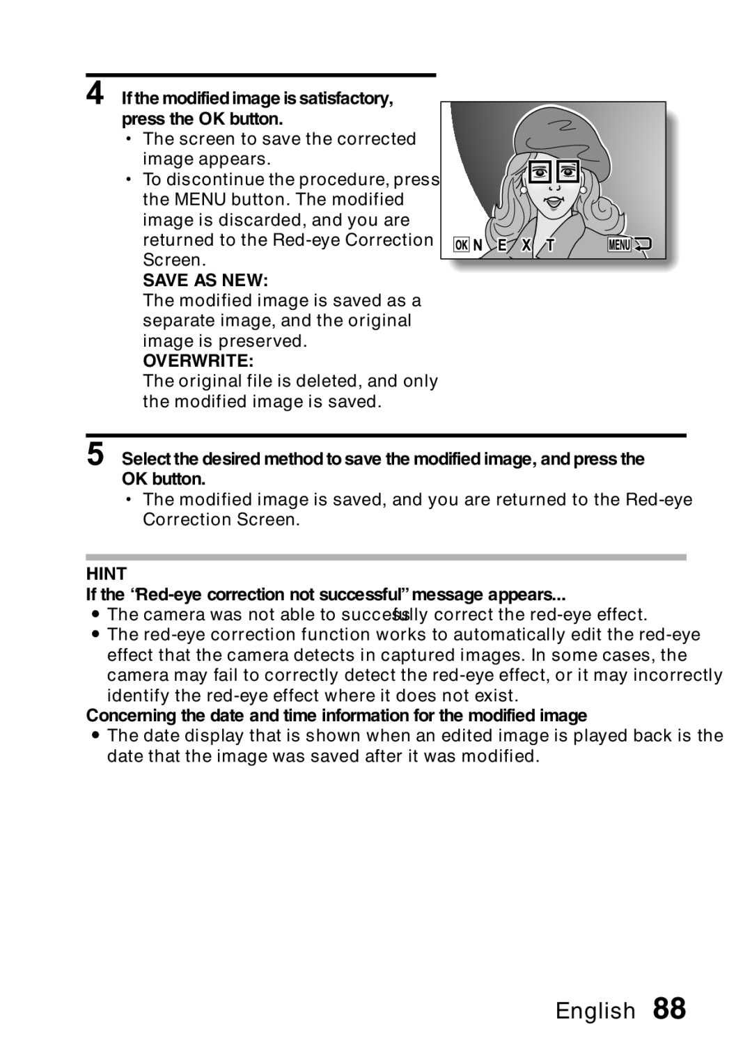 Samsung R50 instruction manual If the Red-eye correction not successful message appears 