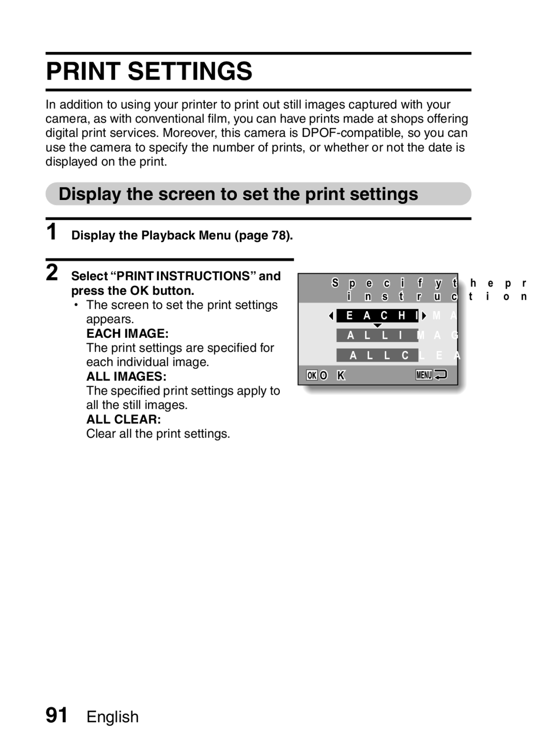 Samsung R50 instruction manual Print Settings, Display the screen to set the print settings 