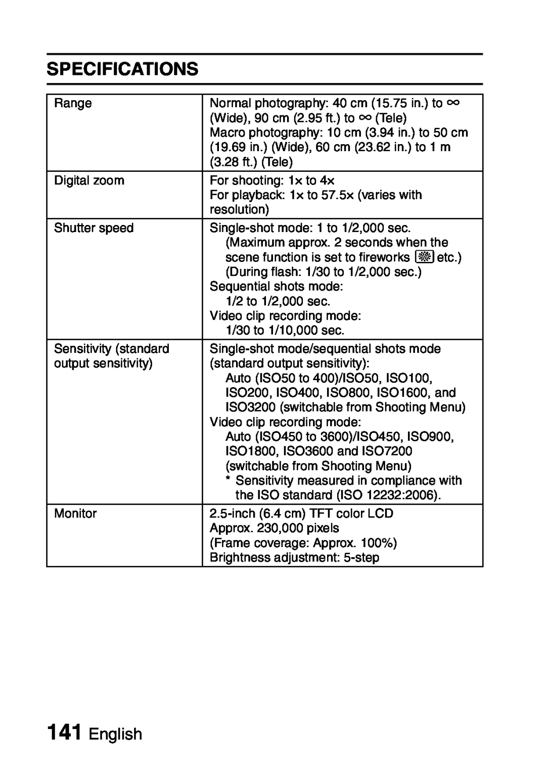 Samsung R50 instruction manual Specifications, English 