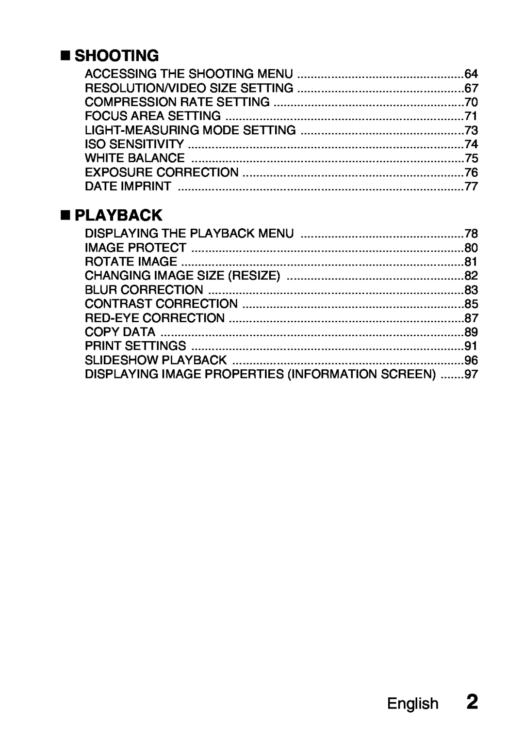 Samsung R50 instruction manual „ Shooting, „ Playback, English 