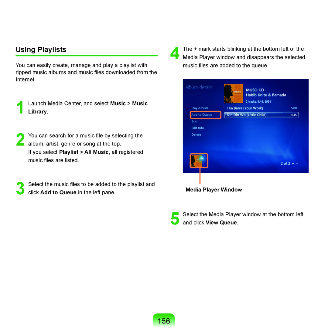 Samsung R71, R70 manual 156, Using Playlists, Media Player Window 
