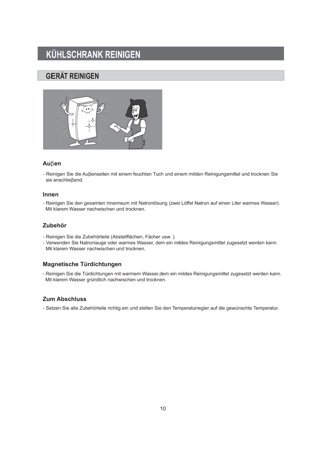 Samsung RA06FAGW2/XEG manual Kühlschrank Reinigen, Gerat Reinigen 