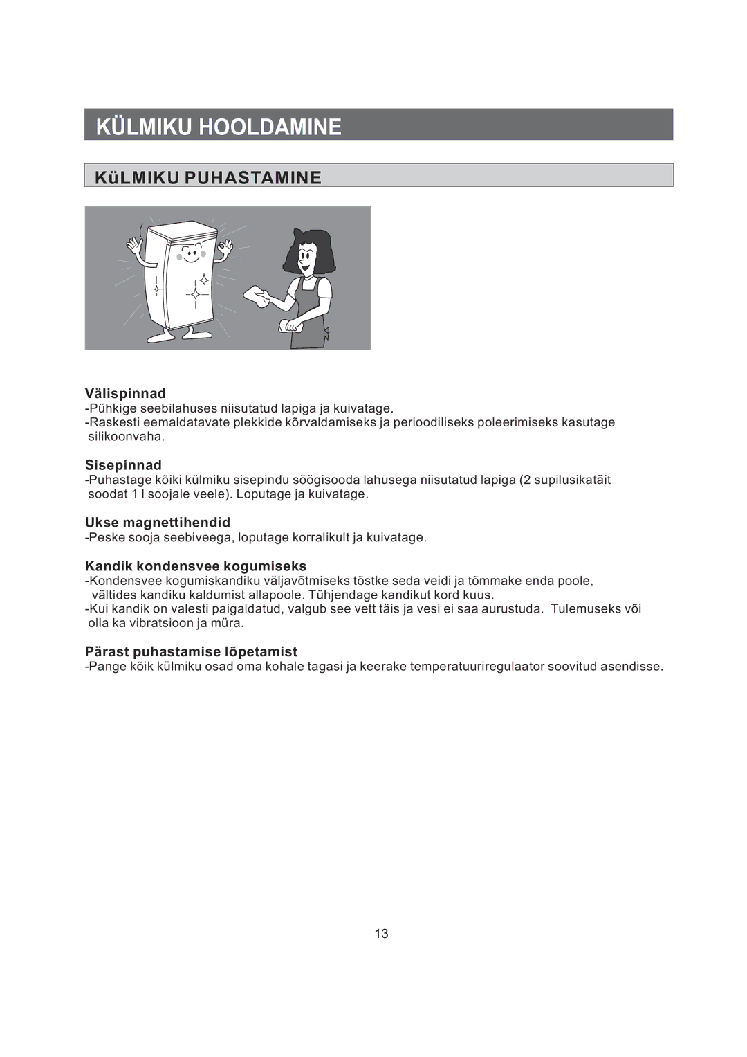 Samsung RA15CCSWQN/EUR, RA12CCSWQN/XEF, RA06CCSWQN/EUR manual Külmiku Hooldamine 