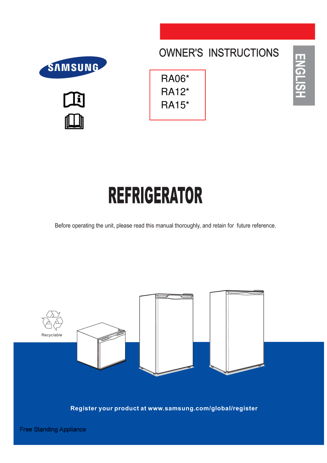 Samsung RA15CCSWQN/EUR manual Refrigerator 