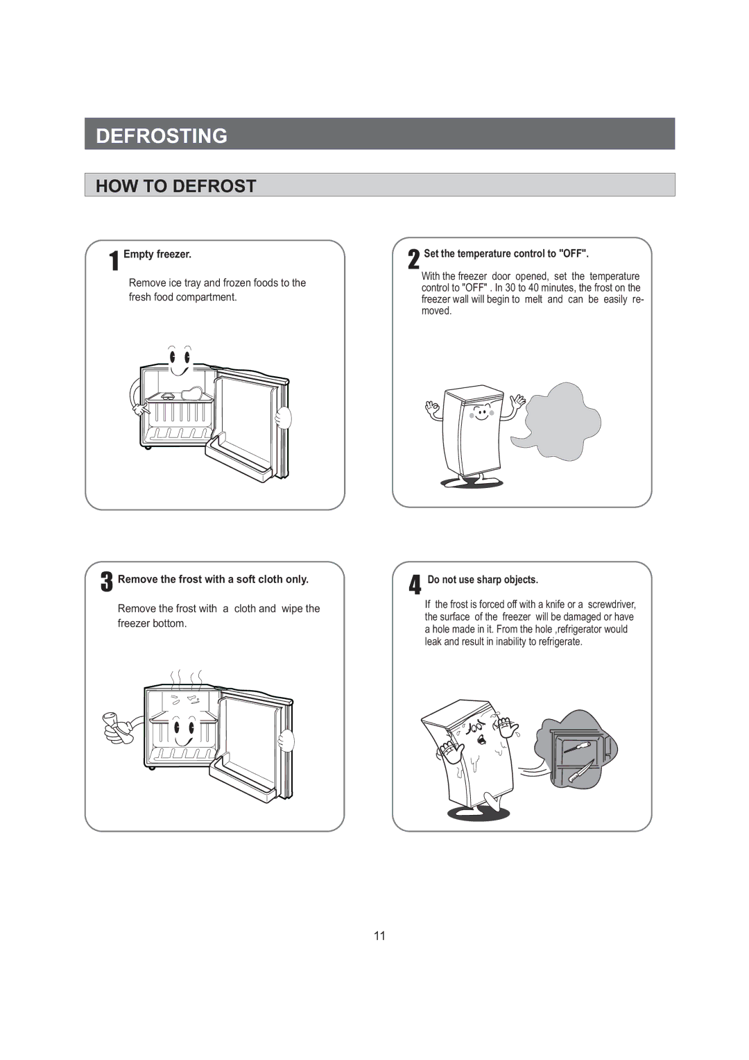 Samsung RA15CCSWQN/EUR manual Defrosting, HOW to Defrost 