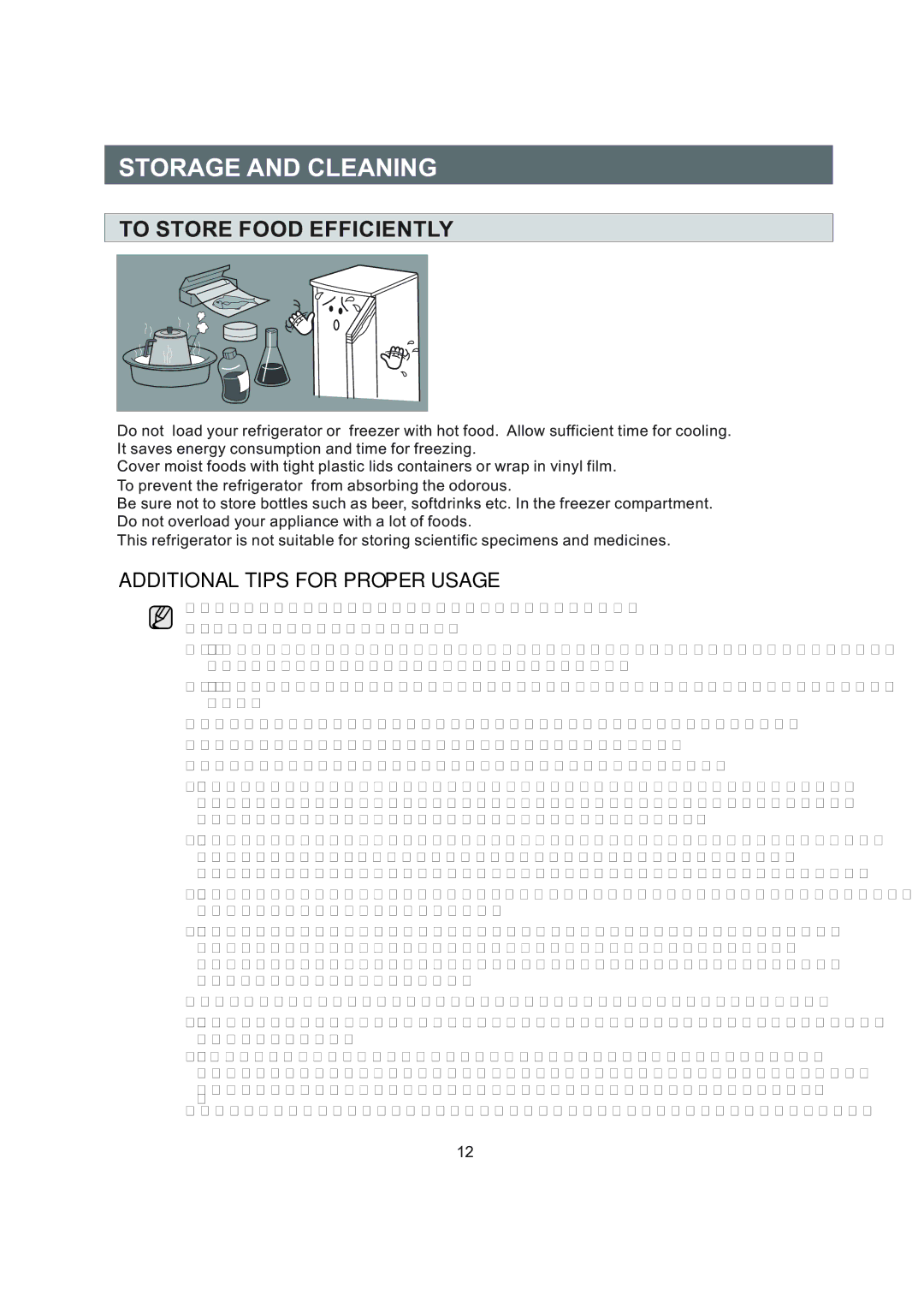 Samsung RA15CCSWQN/EUR manual Storage and Cleaning, To Store Food Efficiently 