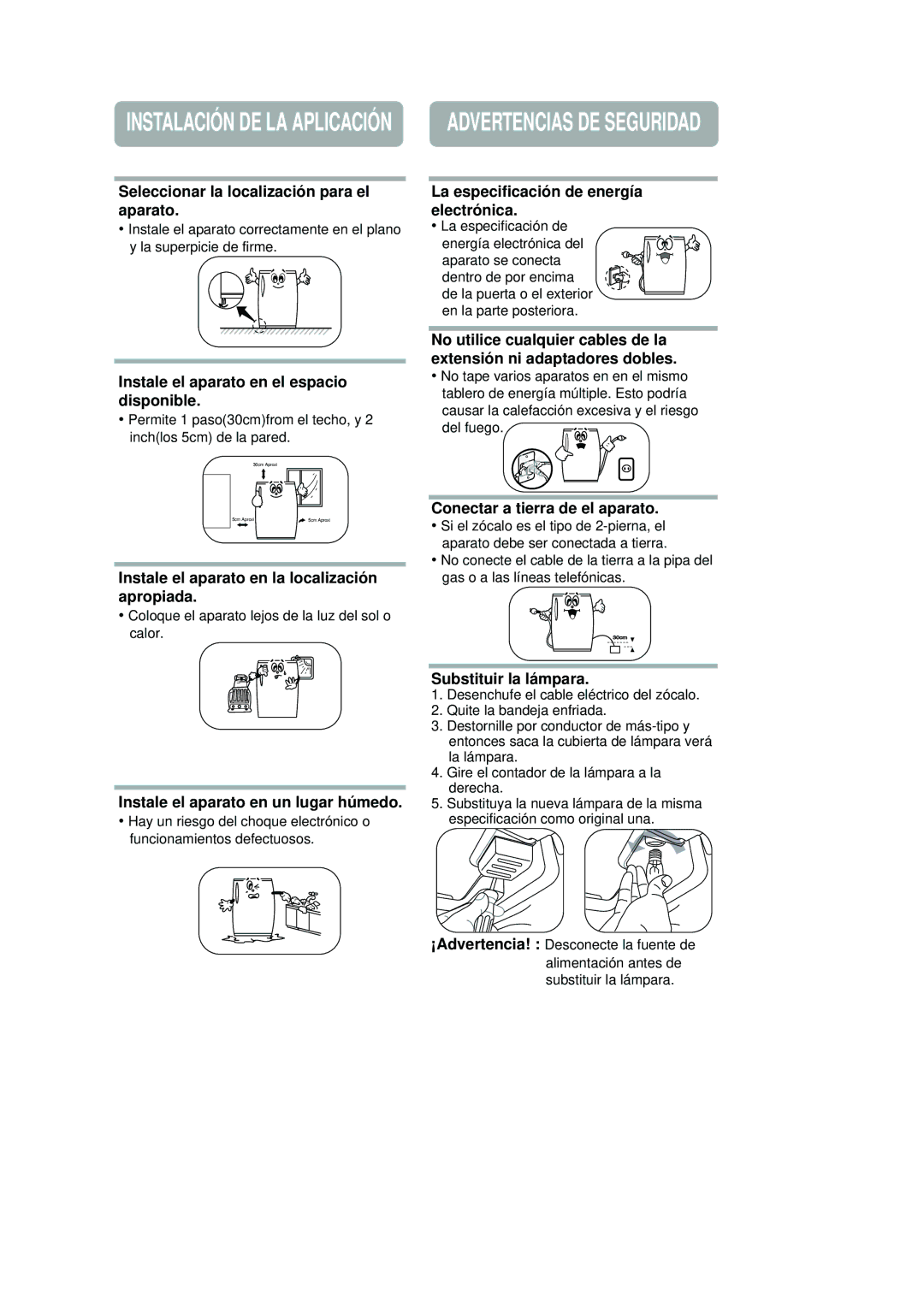 Samsung RA18FHSS1/CHA manual Seleccionar la localización para el aparato, Instale el aparato en el espacio disponible 