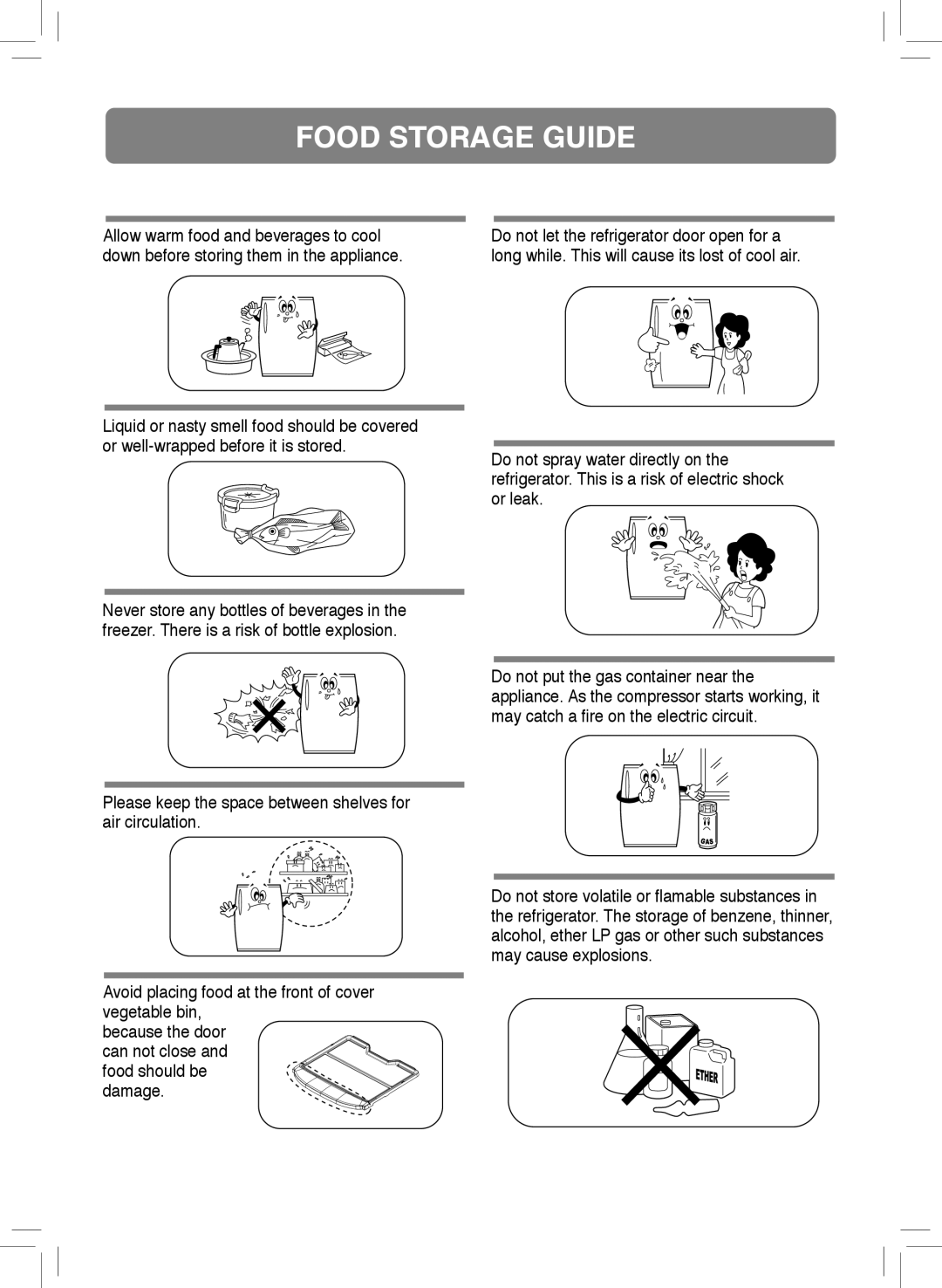 Samsung RA19FASW1/CHA, RA19FCSW1/AIE, RA21FASS1/SUT, RA21FASW1/JUM, RA21FCSW1/GAR, RA19FAAS1/CHA manual Food Storage Guide 