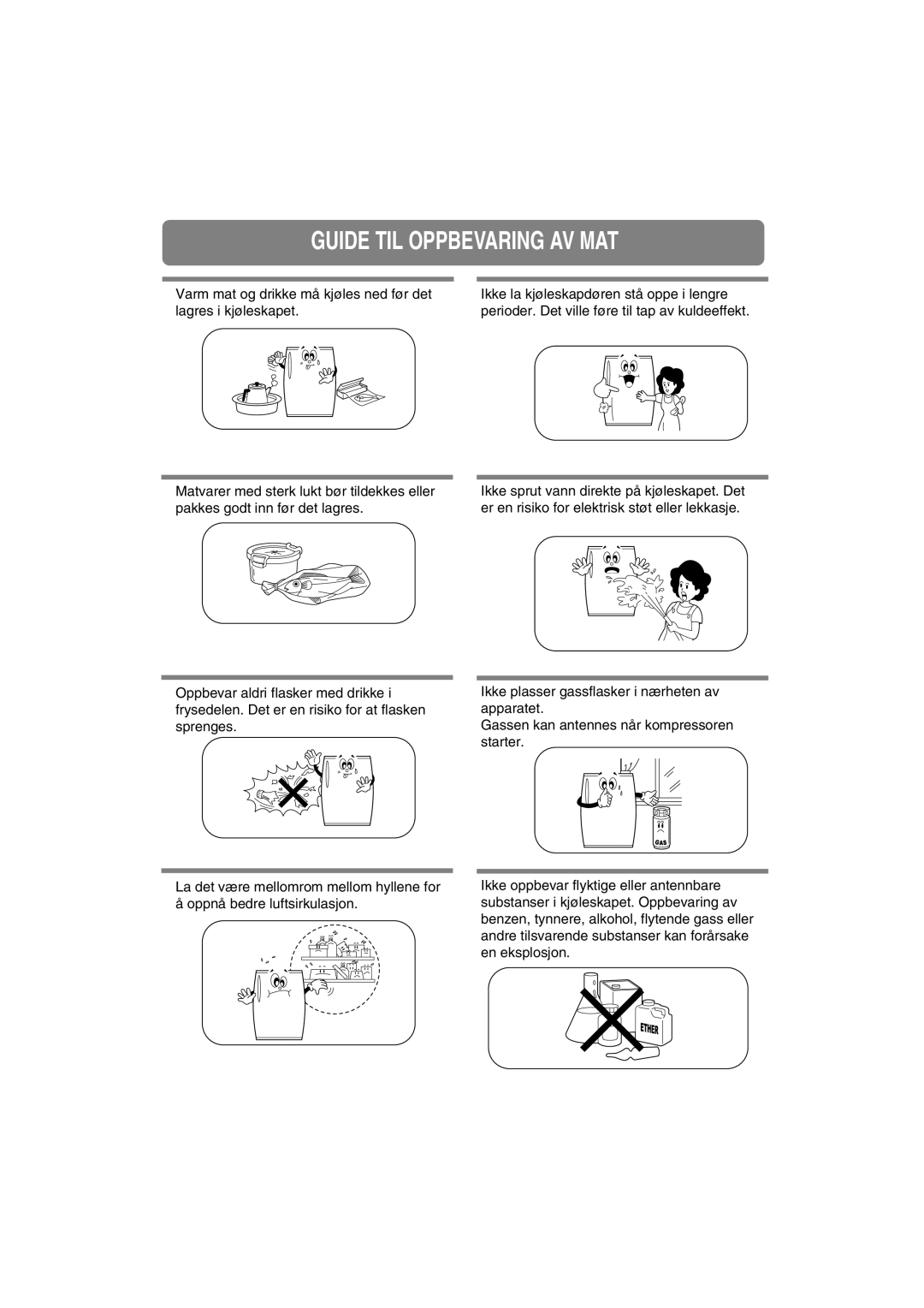 Samsung RA20FHSS1/XEE, RA20FHSW1/XEE manual Guide TIL Oppbevaring AV MAT 