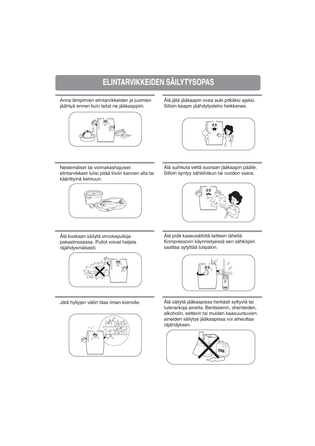 Samsung RA20FHSS1/XEE, RA20FHSW1/XEE manual Elintarvikkeiden Säilytysopas 