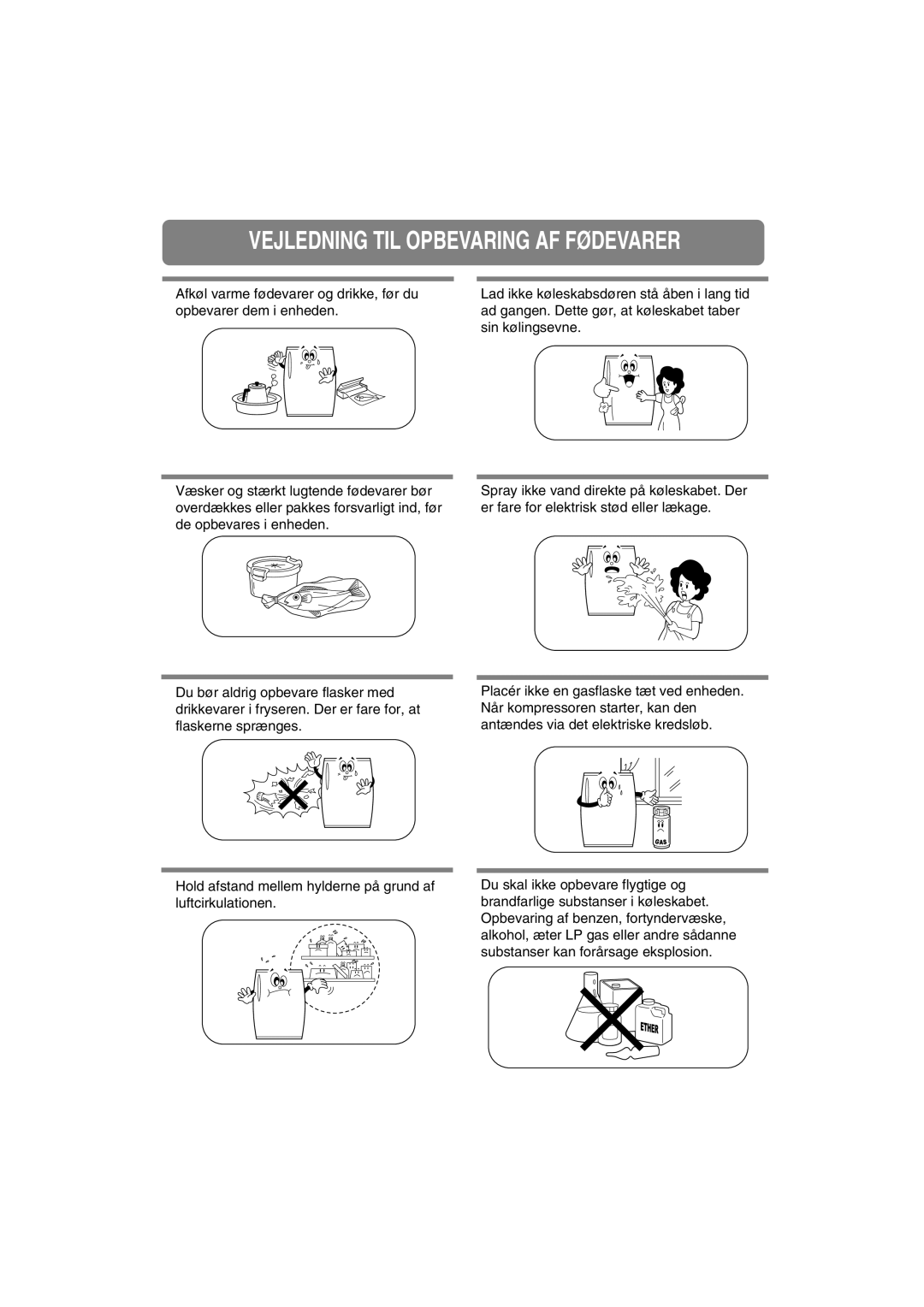 Samsung RA20FHSS1/XEE, RA20FHSW1/XEE manual Vejledning TIL Opbevaring AF Fødevarer 