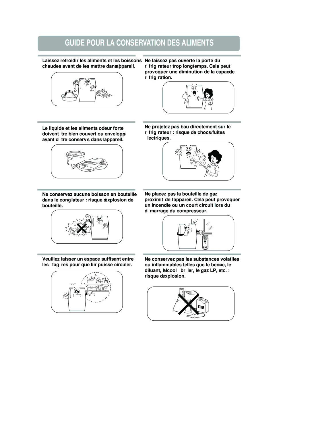 Samsung RA20VHSS1/CAF, RA20VHSS1/SAM manual Guide Pour LA Conservation DES Aliments 