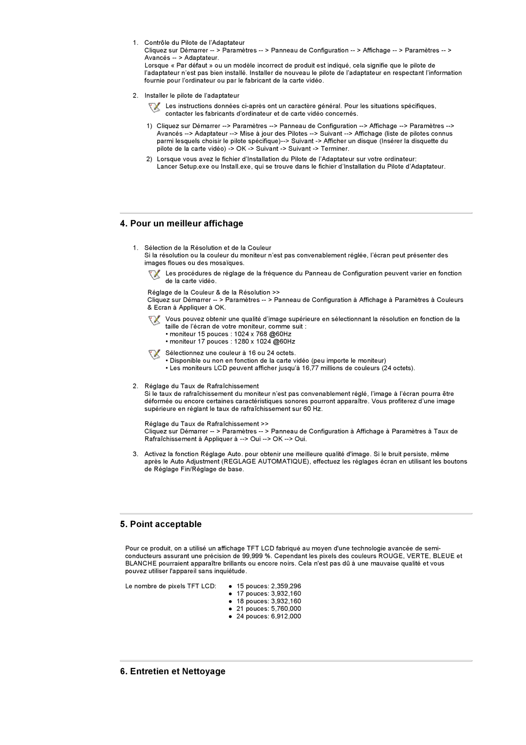 Samsung RB17ASSST/EDC, RB17ASSS/EDC, RB15ASSS/EDC manual Pour un meilleur affichage, Point acceptable, Entretien et Nettoyage 