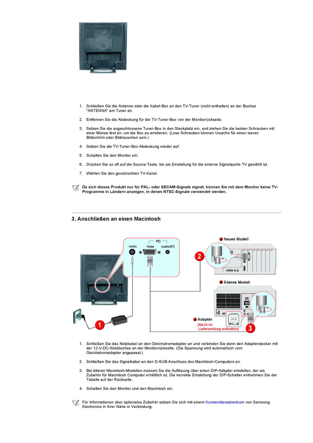 Samsung RB15ASSST/EDC, RB17ASSS/EDC, RB15ASSS/EDC, RB17ASSST/EDC manual Anschließen an einen Macintosh 