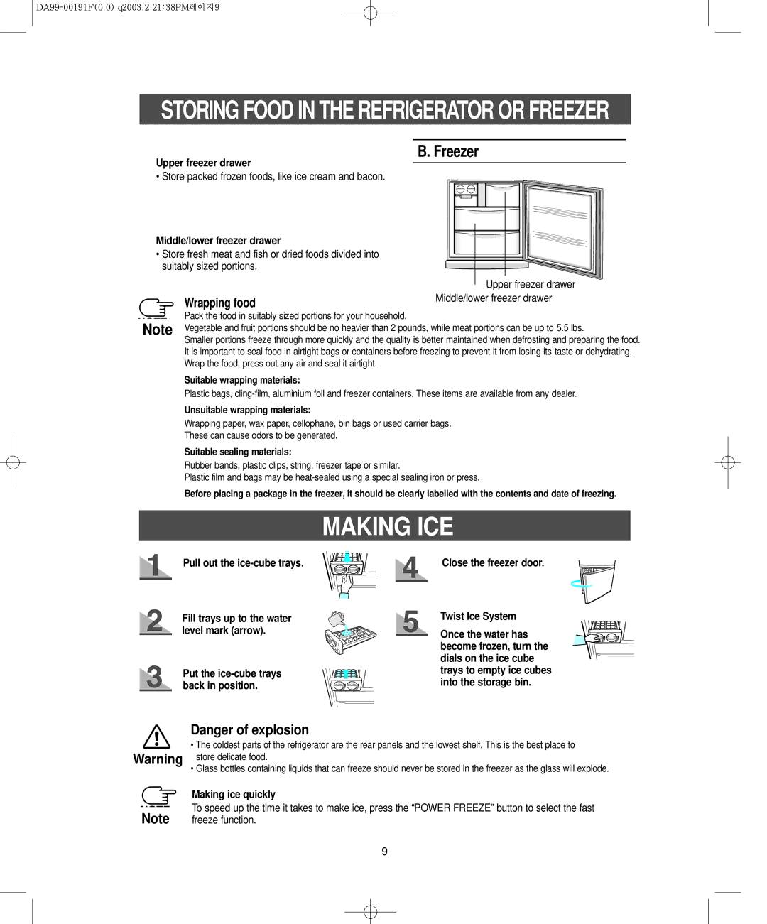 Samsung RB2044SW, RB1844SW, RB1844SL, RB2044SL owner manual Making ICE 