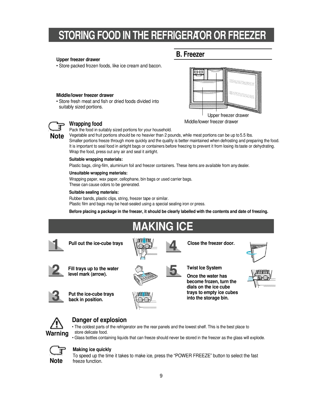 Samsung RB1855SW, RB1855SL, RB2055SW owner manual Making ICE 