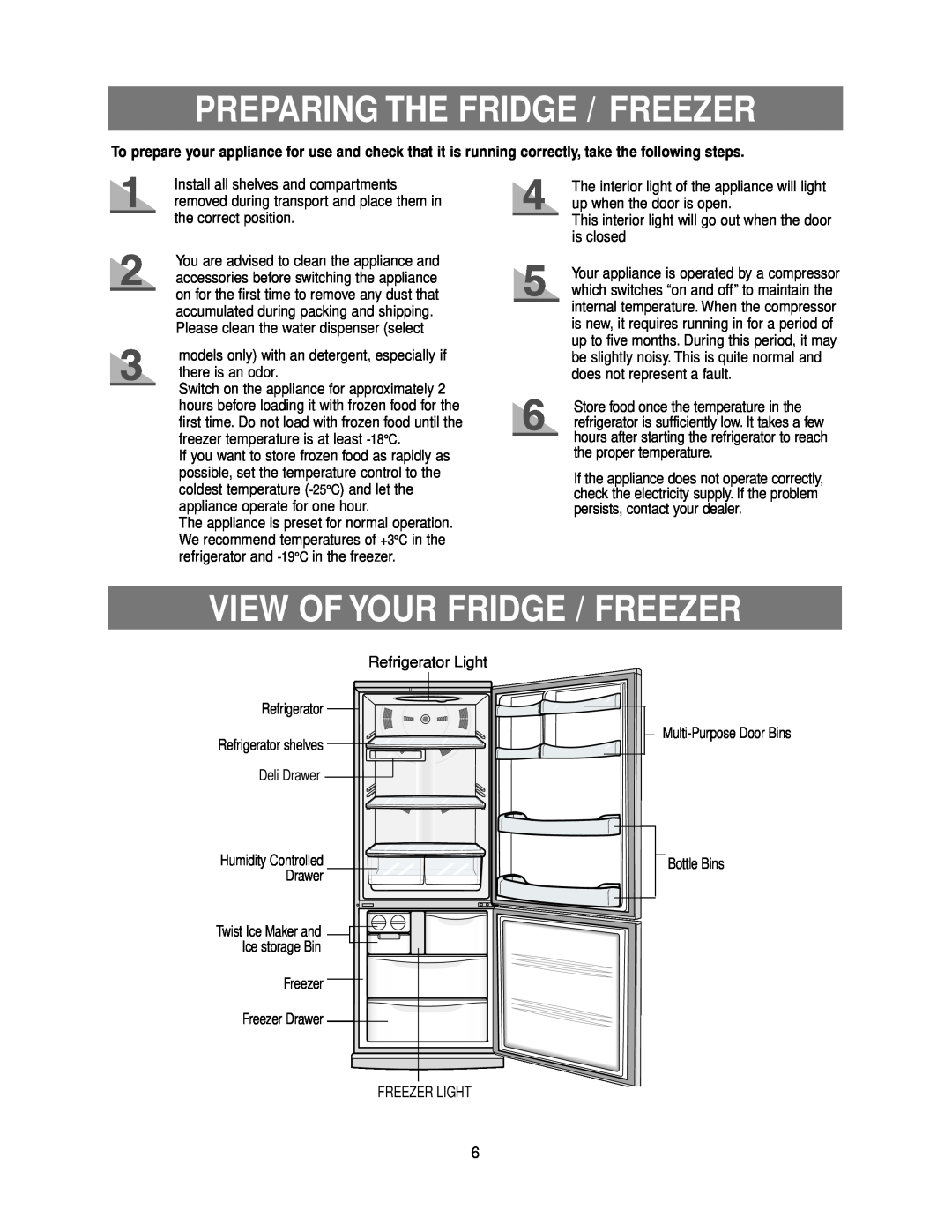 Samsung RB193KASB owner manual Preparing The Fridge / Freezer, View Of Your Fridge / Freezer 