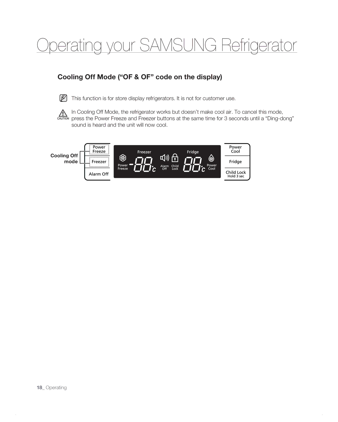 Samsung RB214AB, RB194AB, RB216AB, RB1AB, RB196AB user manual Cooling Off Mode of & of code on the display 