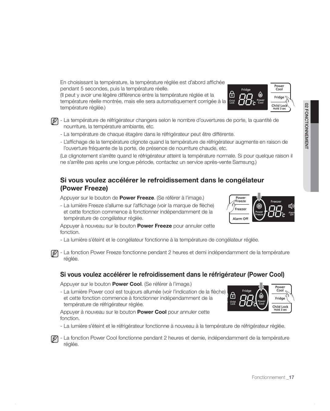 Samsung RB216AB, RB194AB, RB214AB, RB196AB manual Fonctionnement 