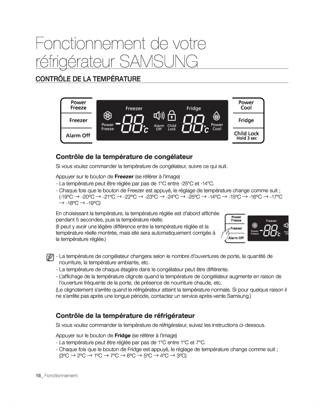 Samsung RB194AB, RB216AB, RB214AB, RB196AB manual Contrôle De La Température, Contrôle de la température de congélateur 