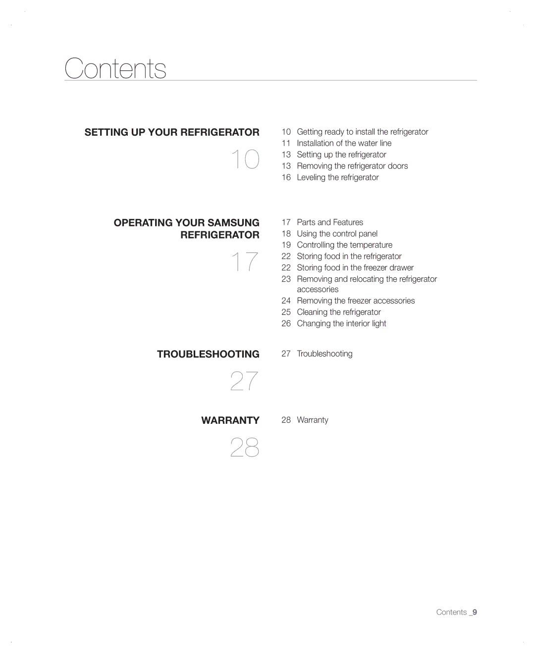 Samsung RB195ACBP, RB197, RB215ACPN, RB215ACBP, RB215ACWP, RB217, RB195ACPN, RB195ACWP user manual Contents 