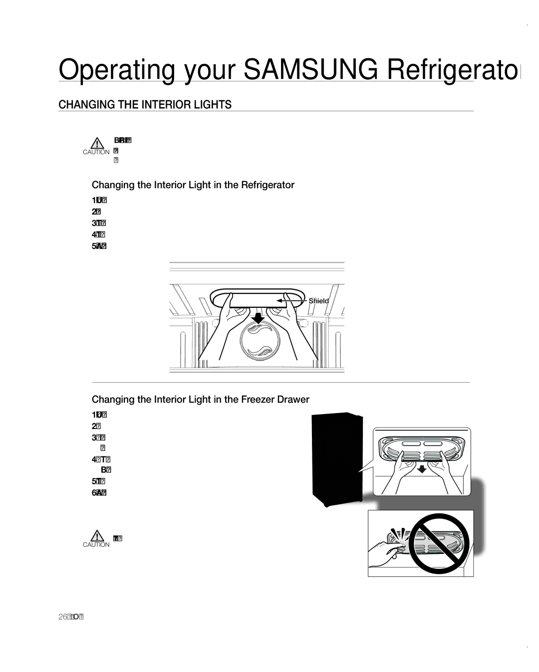 Samsung RB197ABBP user manual Changing the Interior LigHtS, Changing the Interior Light in the Refrigerator 