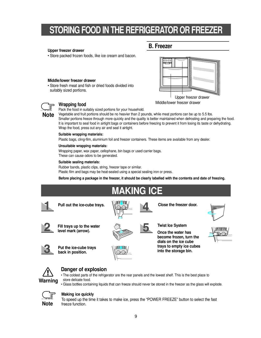 Samsung RB2055SL owner manual Making ICE 